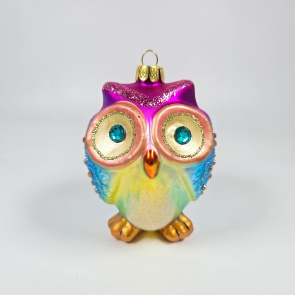 Pier 1 Imports Other - Beautiful Pier 1 one Imports Glass Owl Ornament‎ Christmas Bejeweled Glitter